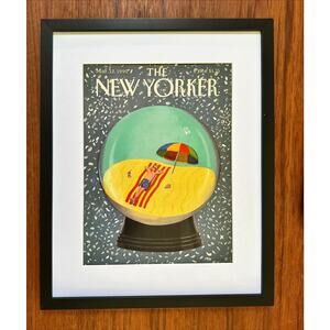 Framed 1990 The New Yorker Magazine March 12 Kathy Osborn Young Beach Snow